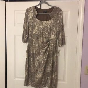 Never-worn metallic gold cocktail dress!